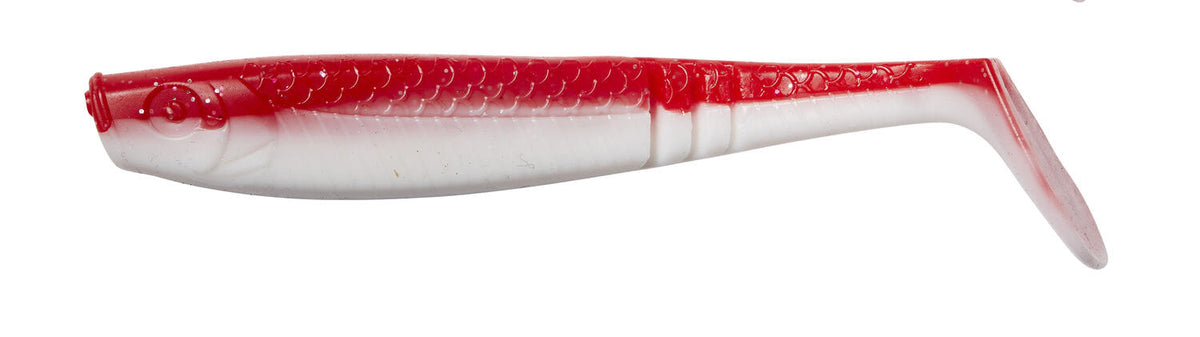 Naluca soft ron thompson shad paddle tail8cm/3,5g/red white/4buc/pl