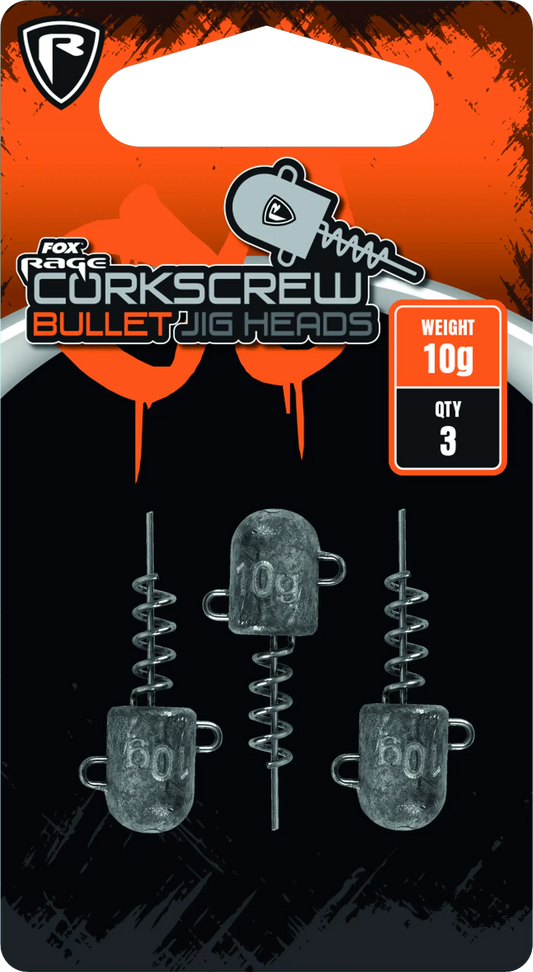 Fox Rage Corkscrew Bullet Jig Heads 5g 3pcs 25g.
