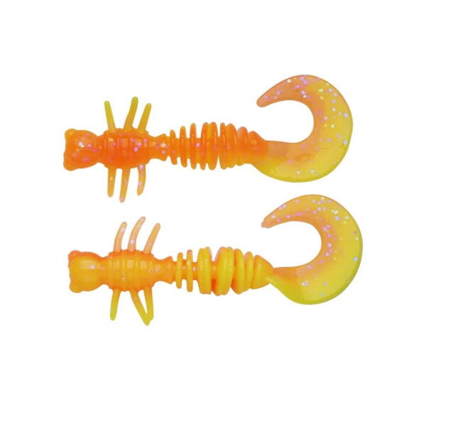 Naluca soft berkley naluca power curly 4cm fluo orange/sunshine yellow 12buc/pl