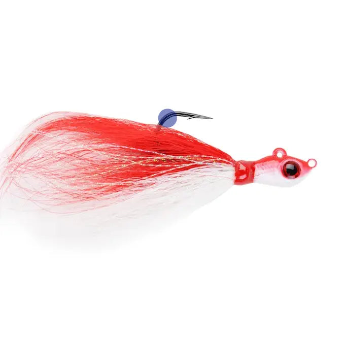 Mustad Jig Big Eye Bucktail Red White Crystal Flash 14g
