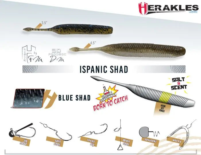 Shad Herakles Ispanic 4.5 11.4cm Blue Shad Herakles