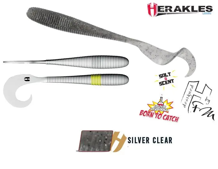 Herakles Grub Mato Worm 6.5 16.5cm Smoke Silver Clear