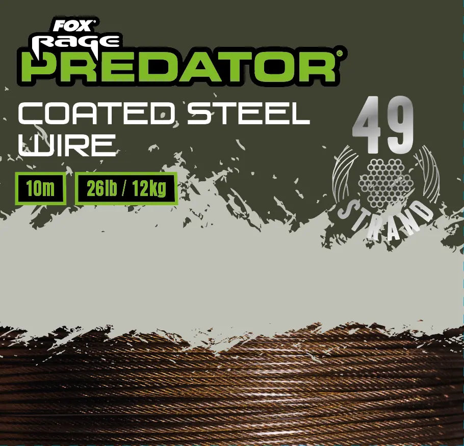 Fox Rage Predator 49-Strand Coated Steel Wire 10m 26lb 12kg 24g.
