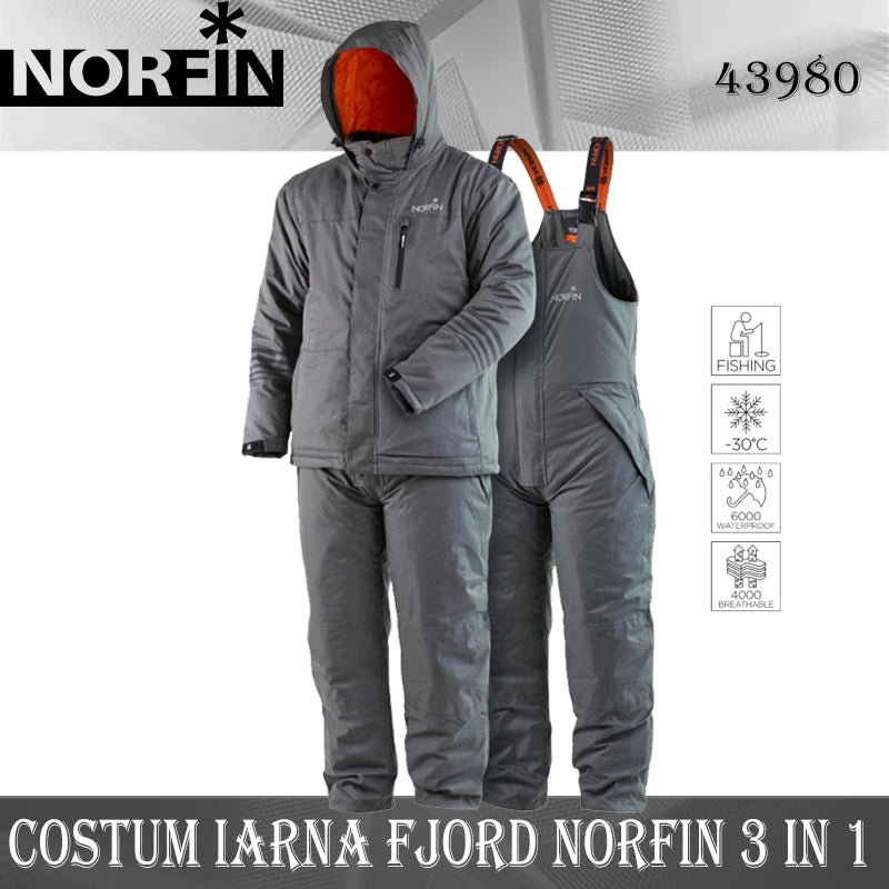 Costum de pescuit de iarna 3-in-1 Norfin Fjord Marime XL