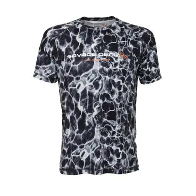 Savage Gear NIGHT UV T-SHIRT M BLACK WATERPRINT