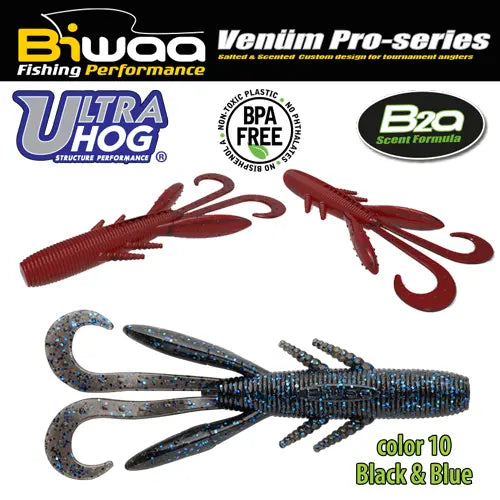 Biwaa Shad Ultra Hog 4 10cm 10 Black & Blue