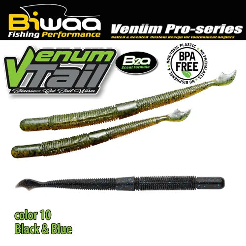 Biwaa Shad Venum Tail 4 10cm 10 Black & Blue