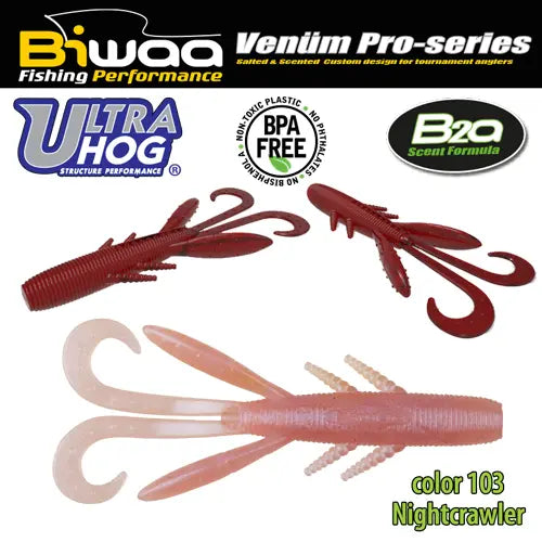 Biwaa Shad Ultra Hog 3 7.5cm 103 Nightcrawler