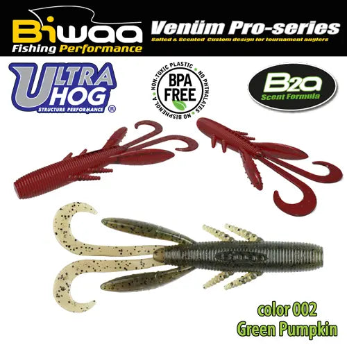 Biwaa Shad Ultra Hog 3 7.5cm 02 Green Pumpkin