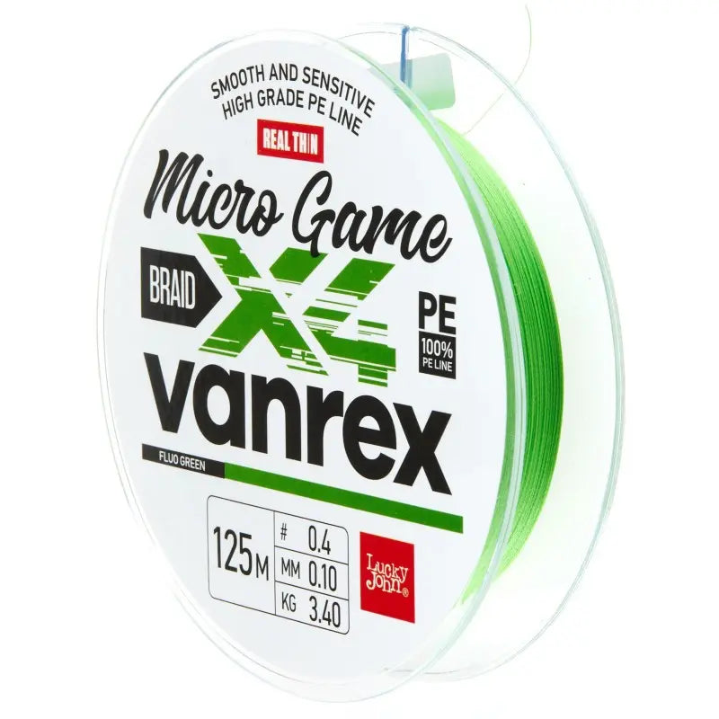 Fir textil Lucky John Vanrex MICRO GAME X4 BRAID Fluo Green : Grosime - 0.08mm