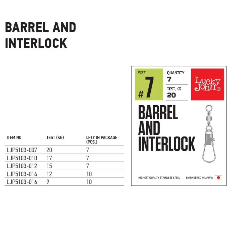 Agrafa cu vartej Lucky John Barrel and Interlock : Marime - 016