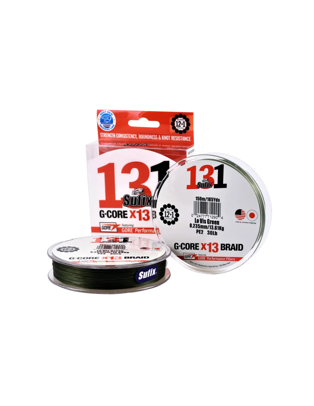 Sufix 131 Braid 150m 0.235mm 13.61kg 30lb Low-vis Green