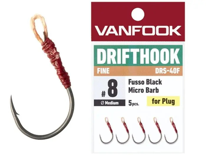Carlige Vanfook DRS-40F Drifthook Fine Wire Fusso Black Hooks #8