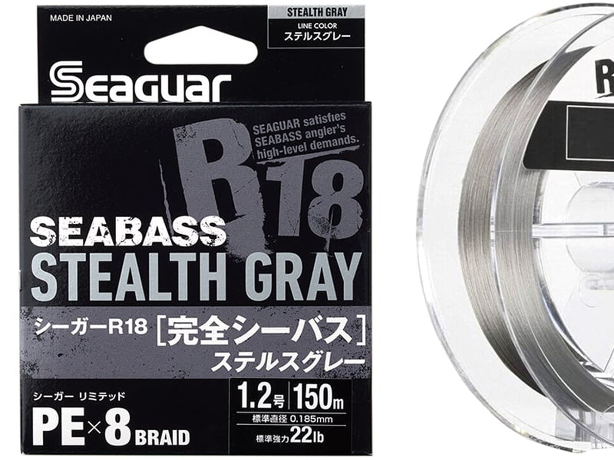 Seaguar R18 Kanzen Seabass X8 Braid 150m Stealth Gray #1.2 - 0.185mm - 22lb