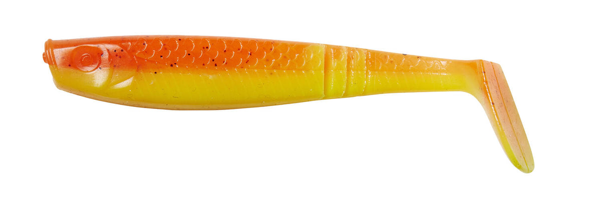 Naluca soft ron thompson shad paddle tail10cm/7g/uv orange yellow/4buc/pl