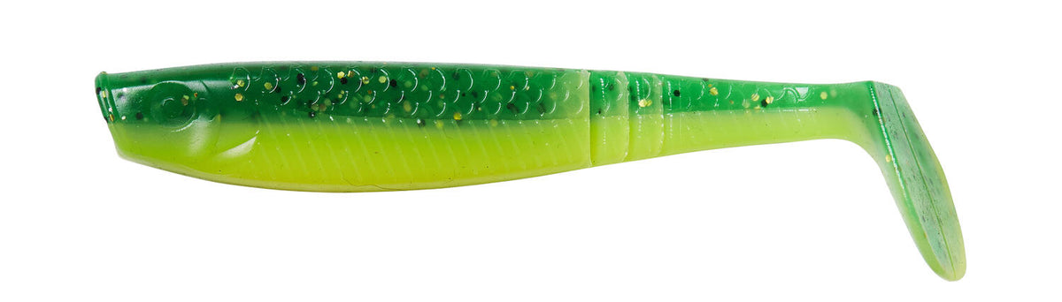 Naluca soft ron thompson shad paddle tail8cm/3,5g/uv green lime/4buc/pl