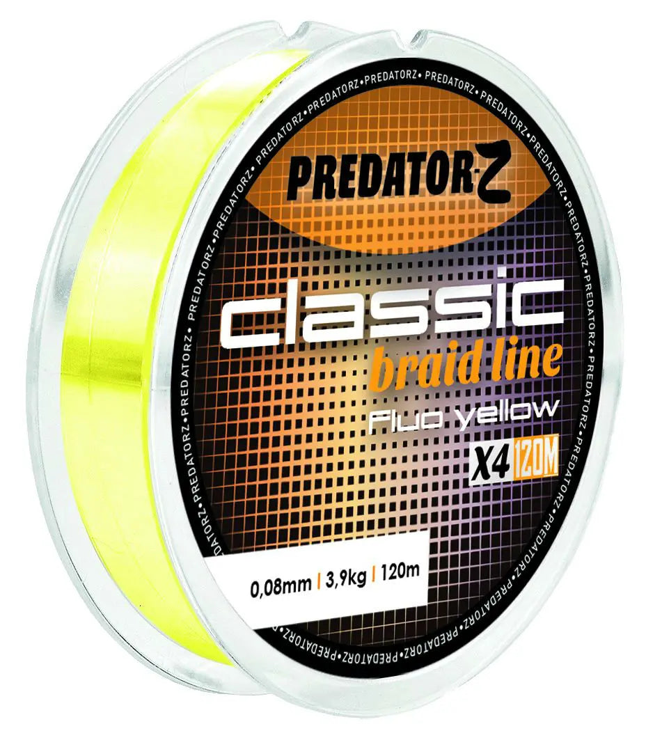 Predator-z Fir Textil Classic Braid 4x 120m 0.08mm 3.9kg Galben Fluo