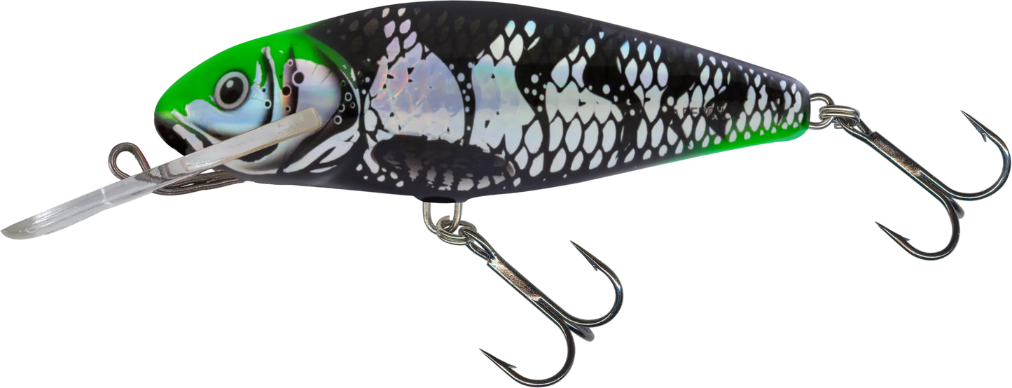 Salmo Perch Deep Runner 8cm Dr Holo Dark green Head 30g.