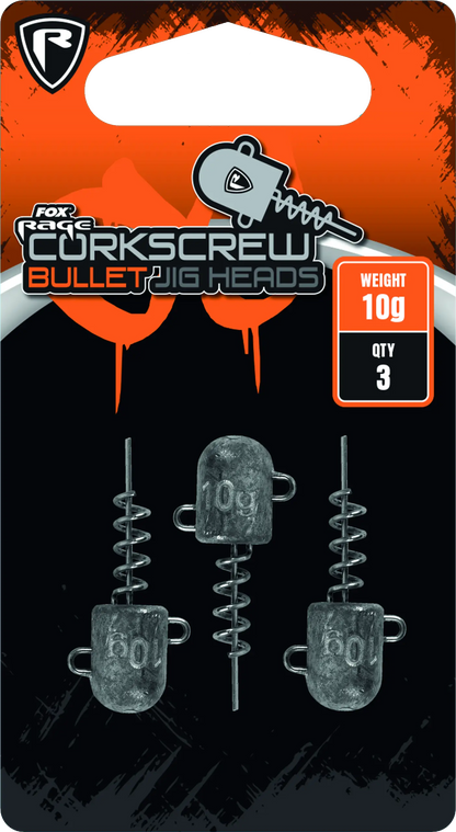 Fox Rage Corkscrew Bullet Jig Heads 5g 3pcs 25g.
