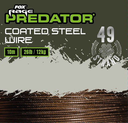Fox Rage Predator 49-Strand Coated Steel Wire 10m 26lb 12kg 24g.