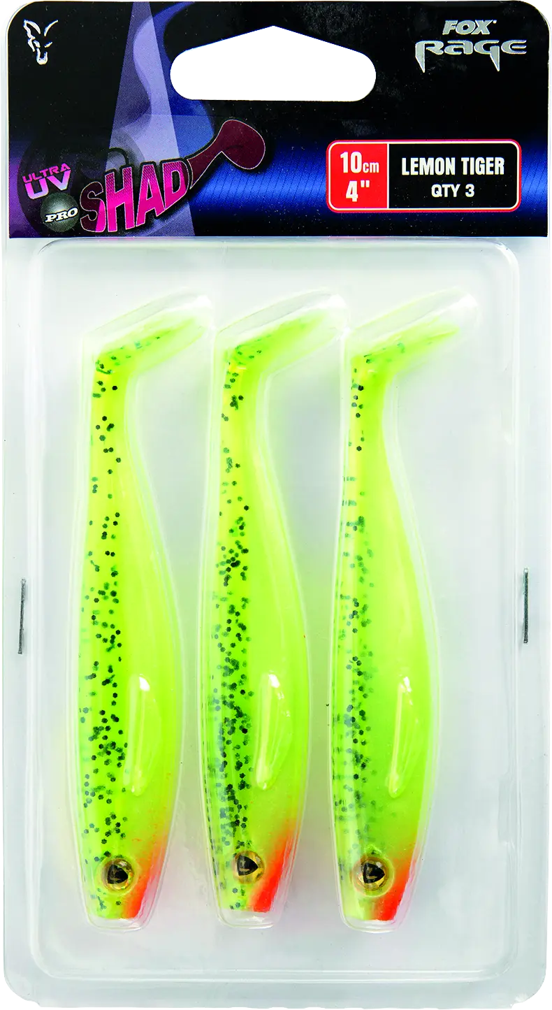Fox Rage Pro Shad Packs 14cm 5.5in UV Lemontiger 2pcs 54g.