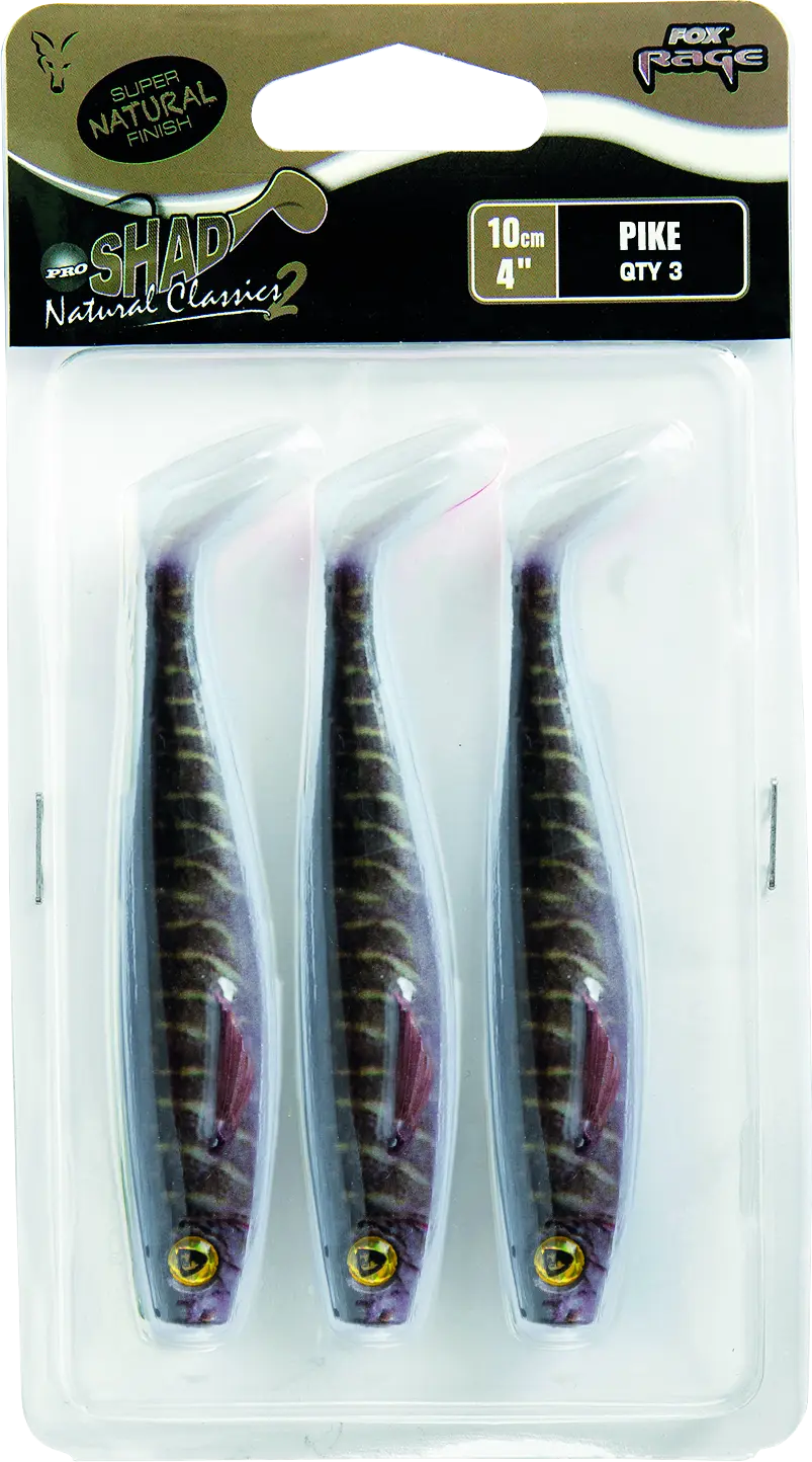 Fox Rage Pro Shad Packs 10cm 4in Super Natural Pike 3pcs 35g.