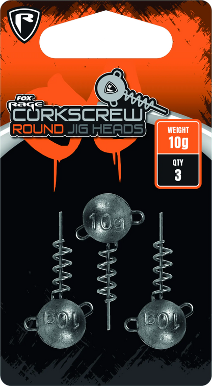 Fox Rage Corkscrew Round Jig Heads 15g 3pcs 54g.