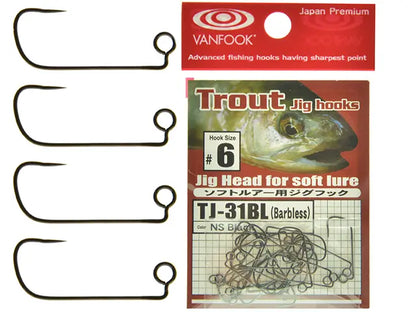 Carlige Jig Vanfook TJ-31BL Barbless Trout Jig Hooks #6