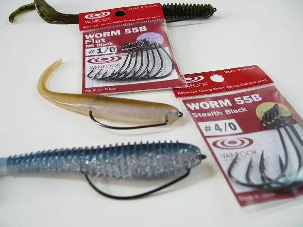 Carlige offset Vanfook Worm-55B Flat Offset Hooks #4/0