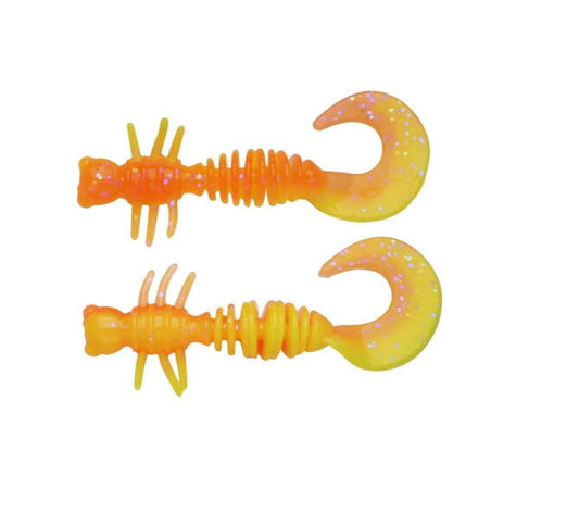 Naluca soft berkley naluca power curly 4cm fluo orange/sunshine yellow 12buc/pl