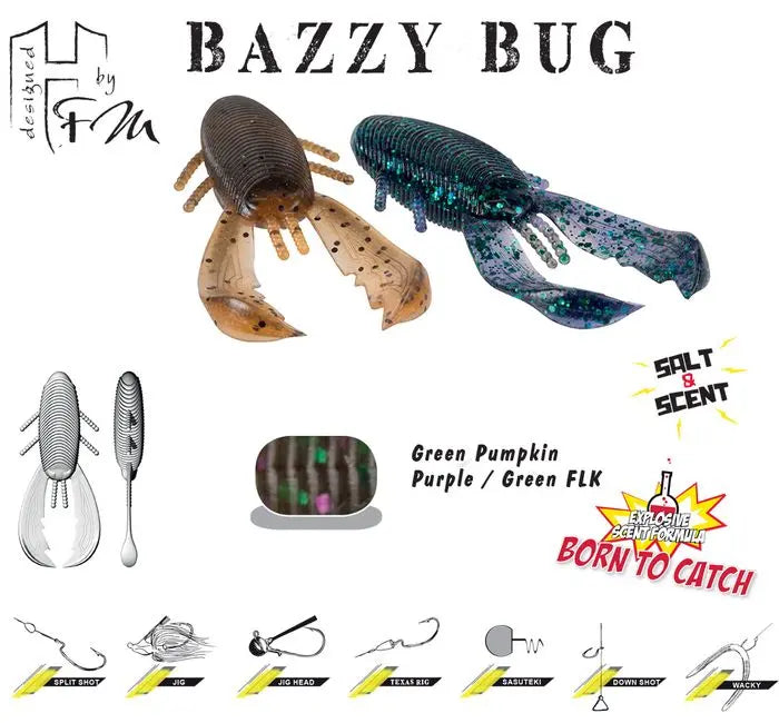 Herakles Bazzy Bug 3.2 8cm Green Pumkin Purple/green Flk