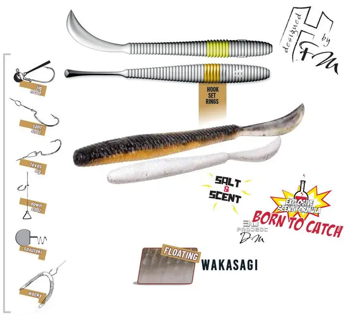 Herakles Leftail Worm 3.4 8.6cm Floating Wakasagi
