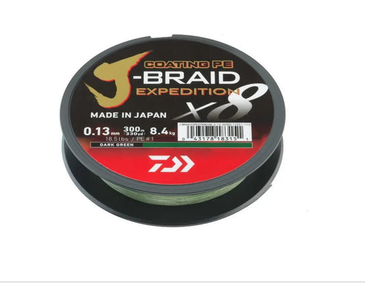 Fir Textil Daiwa J-Braid Expedition X8e 024mm/22,2kg/300m Verde