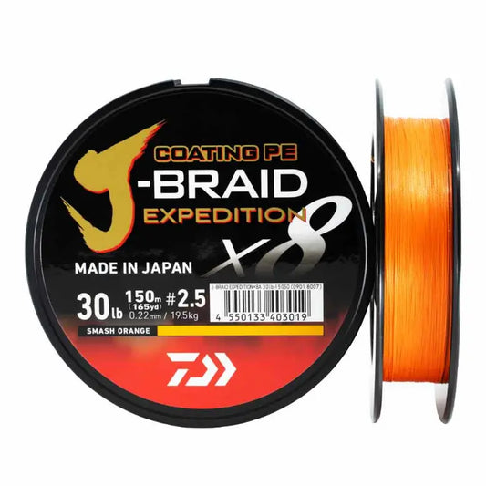 Fir Textil Daiwa Fir J-Braid Expedition X8 Pe016mm/9,8kg/150m Orange