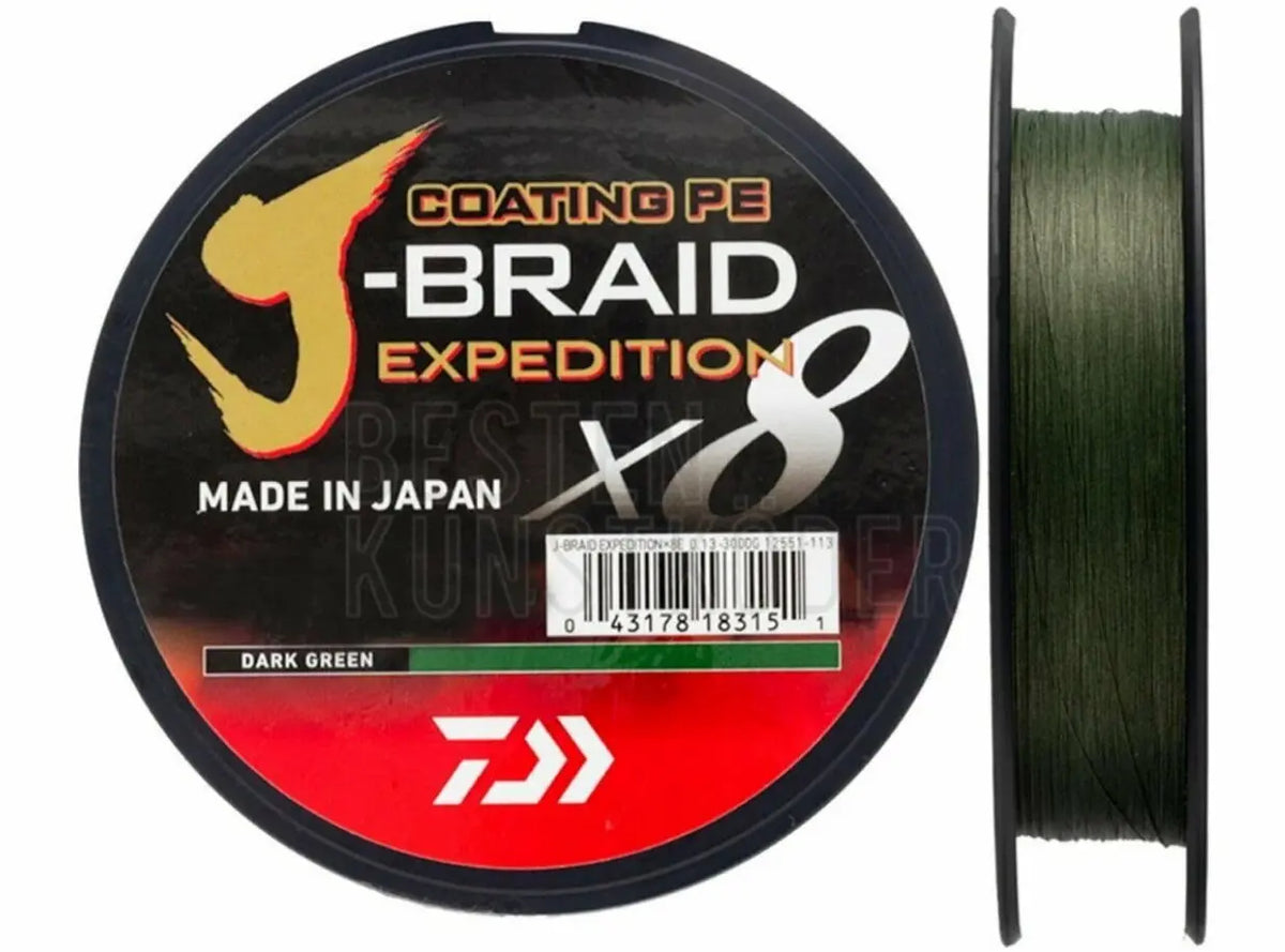 Fir Textil Daiwa Fir J-Braid Expedition X8 Pe016mm/9,8kg/150m Green