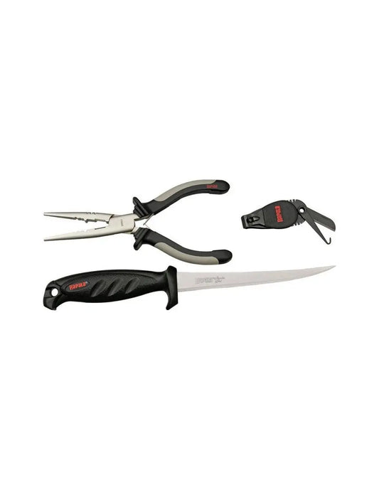 Rapala Combo cutit filetat 16cm + cleste + dispozitiv taita fir textil