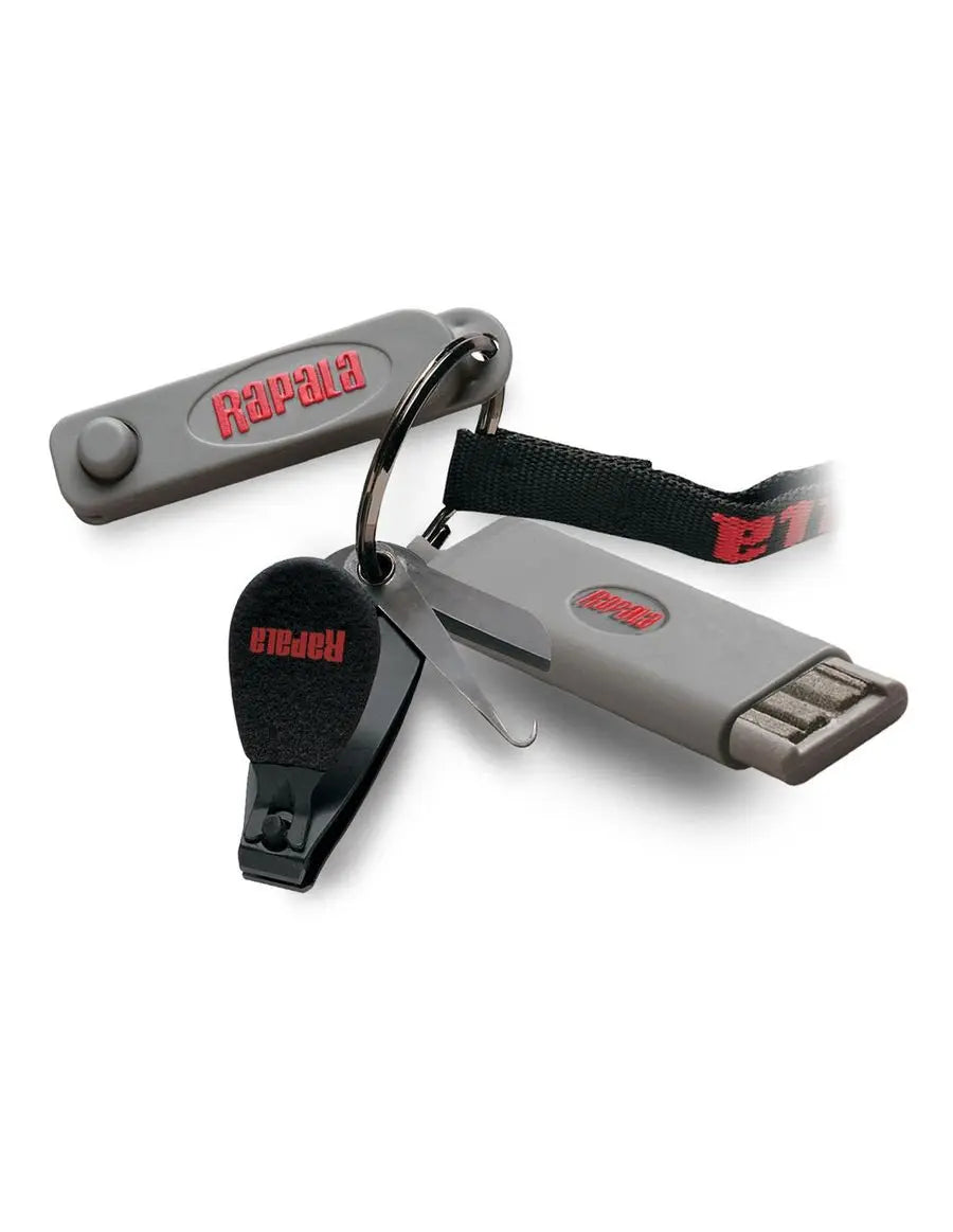Rapala Combo dispozitiv ascutit carlige + dispozitiv taiat fir textil + debavurator jiguri