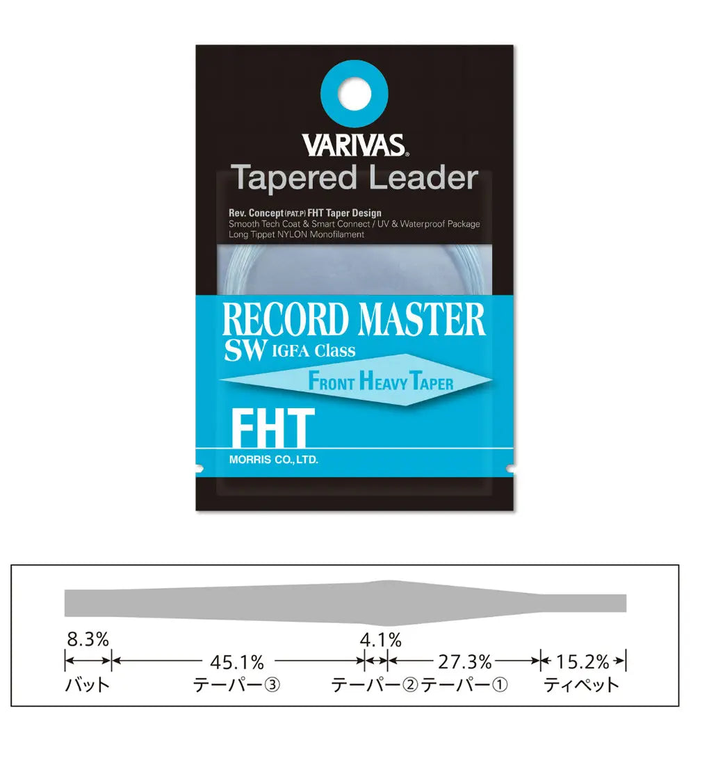 Varivas Inaintas Fly Tapered Leader Record Master Sw Fht Igfa 12ft 20lb 0.37mm-0.56mm