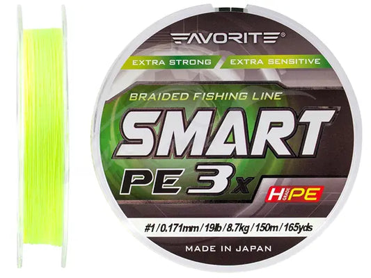 Fir textil Favorite Smart PE 3X Fluo Yellow 150m # 0.3 / 0.09mm / 2.9kg