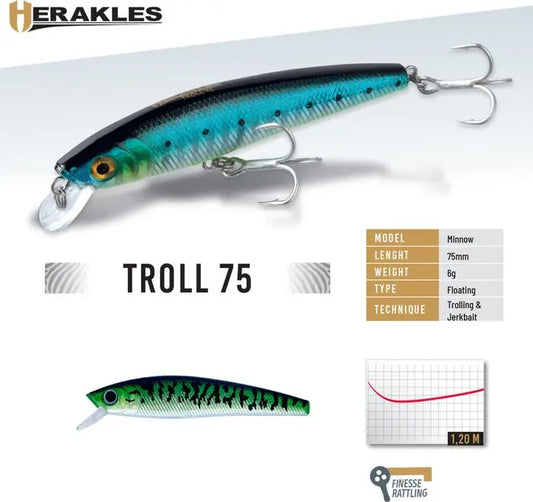 Vobler Herakles Troll 75f 7.5cm 6gr Sgombro