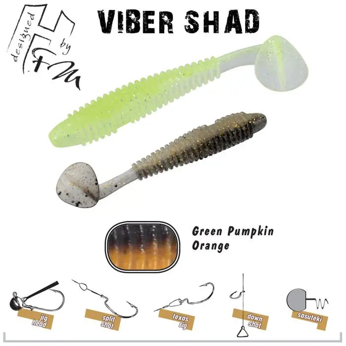 Herakles Viber Shad 3.8 9.7cm Green Pumpkin Orange