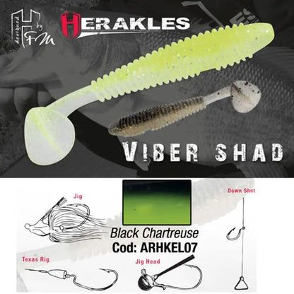 Herakles Viber Shad 3.8 9.7cm Black Chartreuse