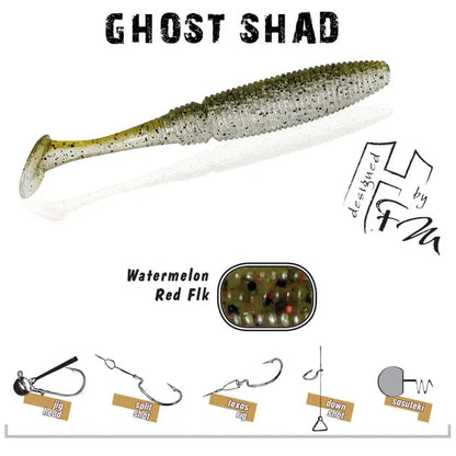 Herakles Ghost Shad 10cm Watermelon Red Flk