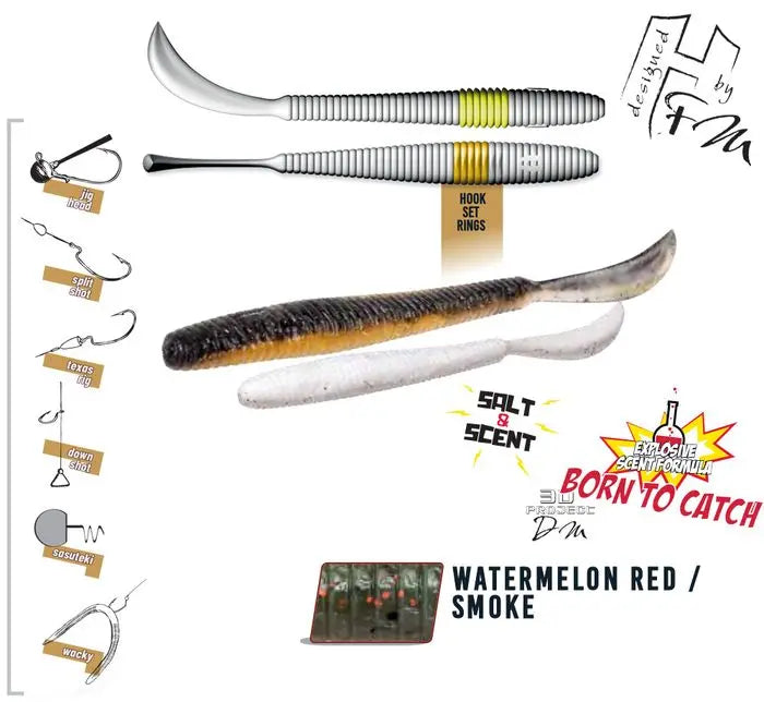 Herakles Leftail Worm 4.8 12cm Watermelon Red Smoke