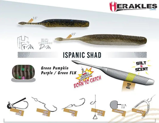 Shad Herakles Ispanic 4.5 11.4cm Green Pumkin Purple/green Flk
