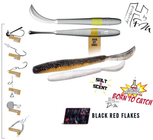 Herakles Leftail Worm 3.4 8.6cm Black Red Flakes