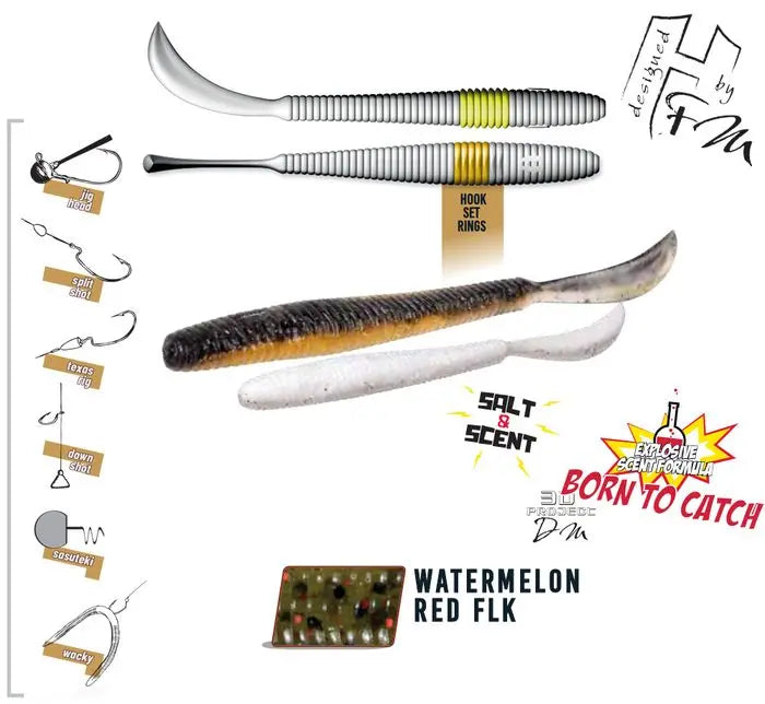 Herakles Leftail Worm 3.4 8.6cm Watermelon Red Flakes