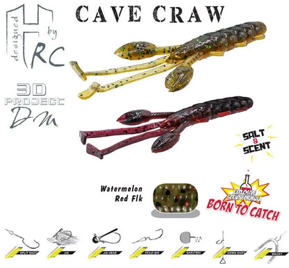 Herakles Cave Craw 3.8 9.6cm Watermelon Red Flakes