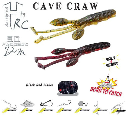 Herakles Cave Craw 3.8 9.6cm Black Red Flakes