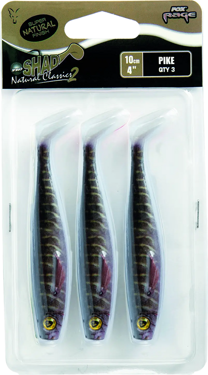 Fox Rage Pro Shad Packs 10cm 4in Super Natural Pike 3pcs 35g.